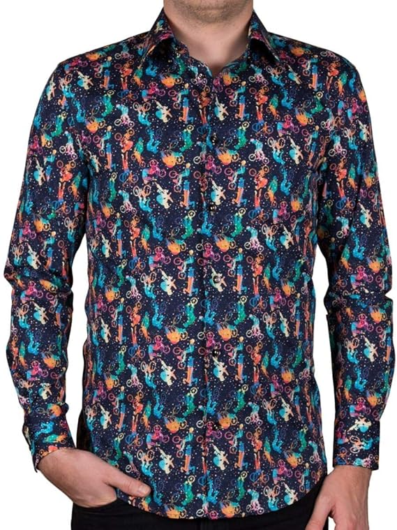 Amazon コトンドゥ Cotondoux オフィスカジュアル メンズ 長袖シャツ 柄シャツ Bmx バイク 自転車 デザインシャツ ブランド M02ad1965bmx シャツ 通販