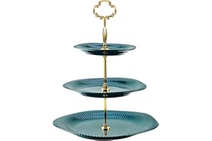 3 Tier Cupcake Stand Ceramic Cake Stand Wedding Dessert Tower, Tiered Serving Tray for Tea Party Afternoon Display Platter(Go