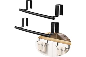 KES Over The Door Towel Rack, Over Cabinet Towel Bar Kitchen Bathroom Towel Holder Storage Dish Towel Holder, Over Cabinet Cupboard Door Towel Bar, Matte Black 2 Pack, KTH500S26-BK-P2