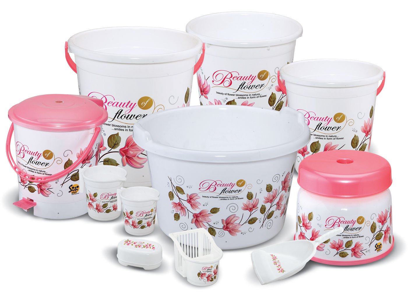 Meded Siti Plast Jumbo Bathroom Set 11 Pcs, Heavy Duty, Large Capacity