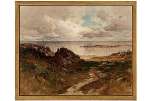 WITCOLOR Framed Canvas Wall Art, 8×10in Vintage Wall Art Decor for Living Room Nature Landscape Seaside Wood Wall Art Prints Classical Scenery Painting for Bedroom Office Home Decoration