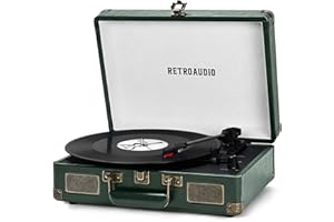Vinyl Record Player 3 Speed Bluetooth Portable Suitcase Belt-Driven Record Player with 2 Built-in Stereo Speakers Vinyl Vinta