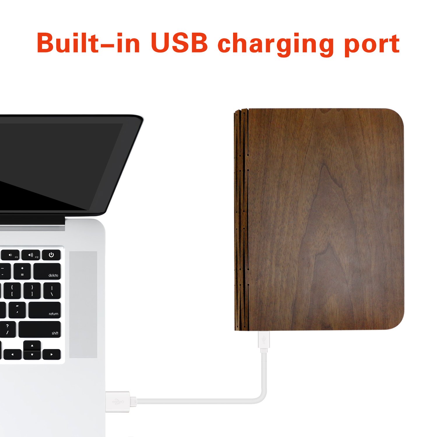 LED Book Lamp, Wireless Wooden Folding Book-Shaped Reading Night Light Table Lamp with USB Rechargeable 4 Changeable Colors for Decor Birthday Gift Halloween Lighting Kids Children Sleeping