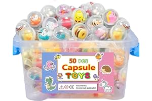 CHERISLPY 50pcs Adorable Mini Kawaii Capsule Toys Collection Perfect for Sharing Educational Great for Kids Boys Girls Goodie Bag Christmas Stocking Stuffers Treasure Box Classroom Prizes Carnival Gifts