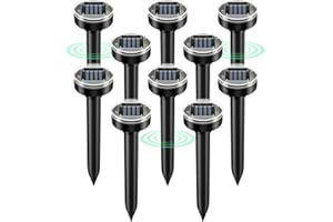 PESTMENTOR 10 Pack Mole Repellent Solar Powered, Snake Vole Repellent Outdoor, Gopher Repellent Ultrasonic Solar Powered for Lawn Garden Waterproof, Get Rid of Moles Groundhog Chipmunk Repellent, Black