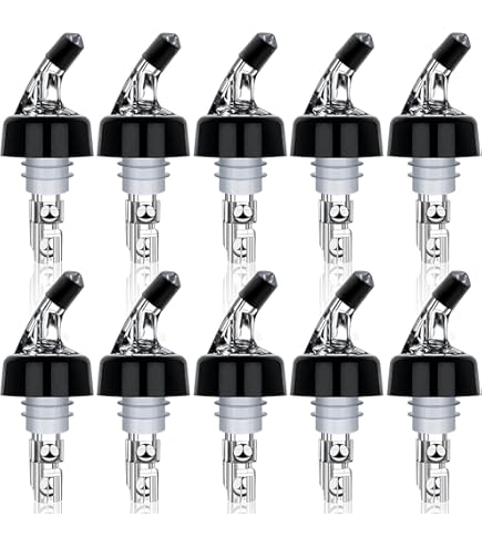 thumbnail interactive-video image 1 of Automatic Measured Bottle Pourers - 1 Oz/30 Ml Spirit Pour Spouts With Caps, Set Of 20 (10 Pourers + 10 Caps) 1 of 13
