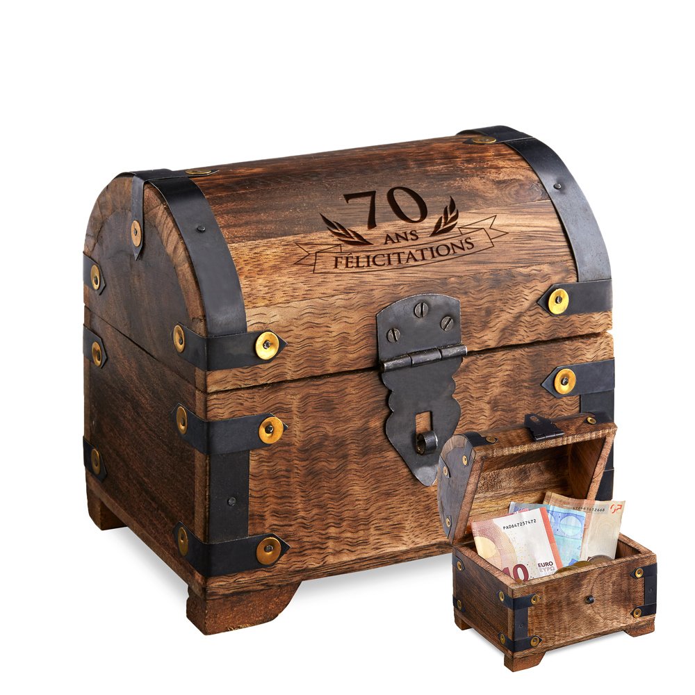 Boite De Rangement En Bois Petite Coffret A Bijoux Foncee Casa Vivente Malle Au Tresor Pour Le 18eme Anniversaire Avec Gravure Tirelire Cadeau Danniversaire Marrante Et Originale Decoration De La Maison Ameublement