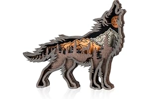 Laozai Wooden Forest Animals Wolf Decor Cabin Rustic Decor Wall Decorations Mountain decor for Bedroom Living Room Table Decorative