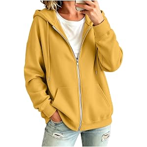 qndjkx Oversized Zip Up Hoodie For Women Casual Long Sleeve Sweatshirts Fall Winter Track Jackets