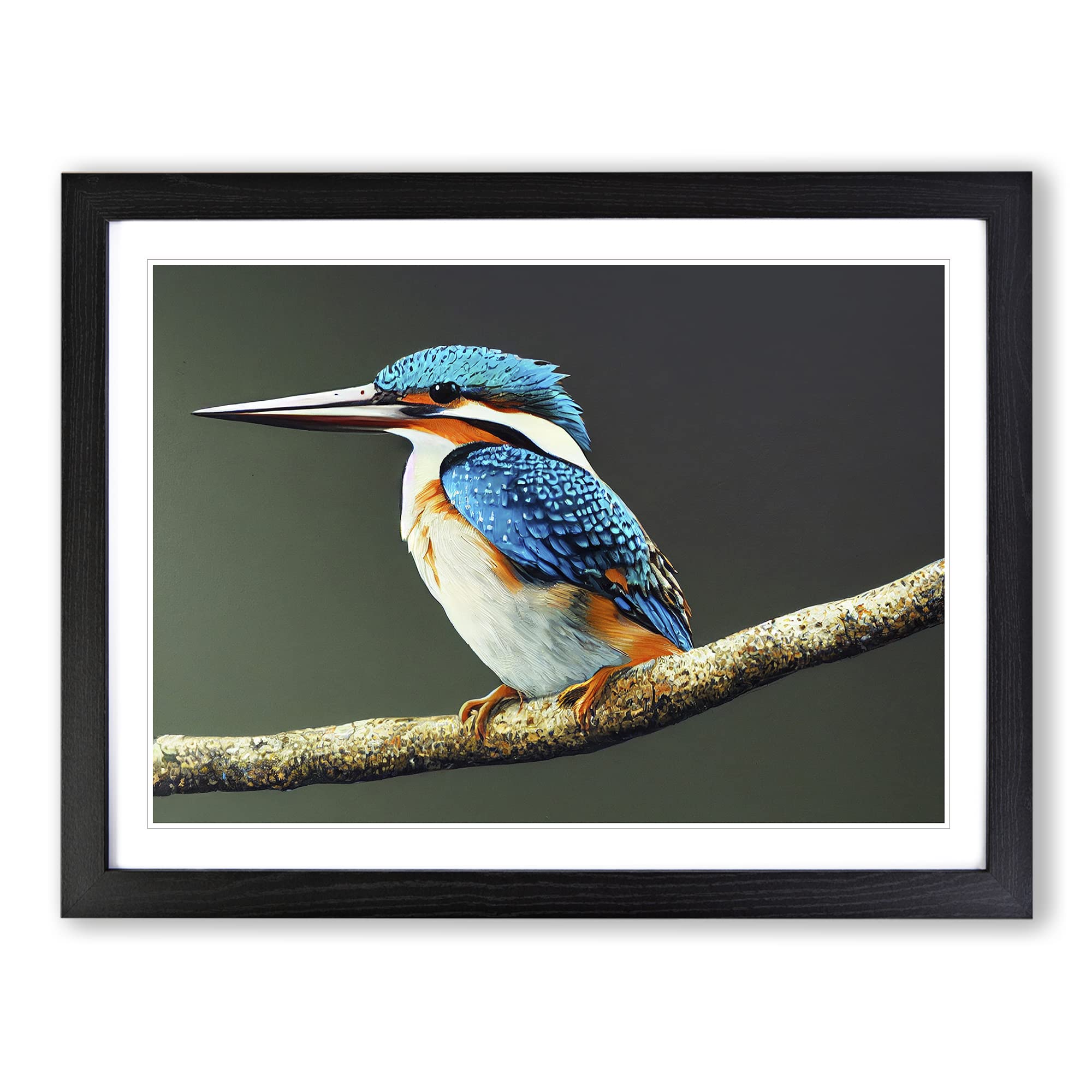 Captivating Kingfisher Bird Framed Print | A4 Black Framed Wall Art | Ready to Hang | Modern Nature Picture | Living Room Bedroom Lounge Office
