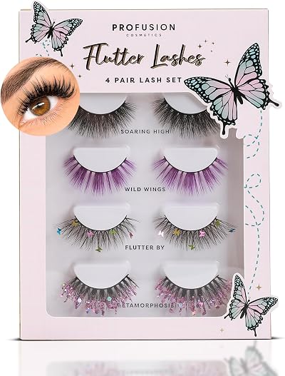 Profusion Cosmetics Empowered Butterfly Flutter Lashes 4 Pair Faux Eyelash Set
