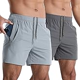 Lempue 2 Pack Mens Athletic Shorts 5 Inch Quick Dry Gym Workout Shorts Men Lightweight Sports Running Shorts with Pockets
