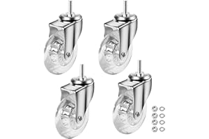 YAEMIKY 3 inch Stem Caster Wheels, M8×25mm Threaded Stem Castors Wheels, 360 Degree Rotated Crystal Clear Wheel,Soft Polyurethane Furniture Wheels for Carts and DIY Projects