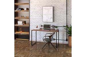 Mesa para Escritório Office Estilo Industrial 1,20m, Compace, Kuadra, Nogal/Est. Preta