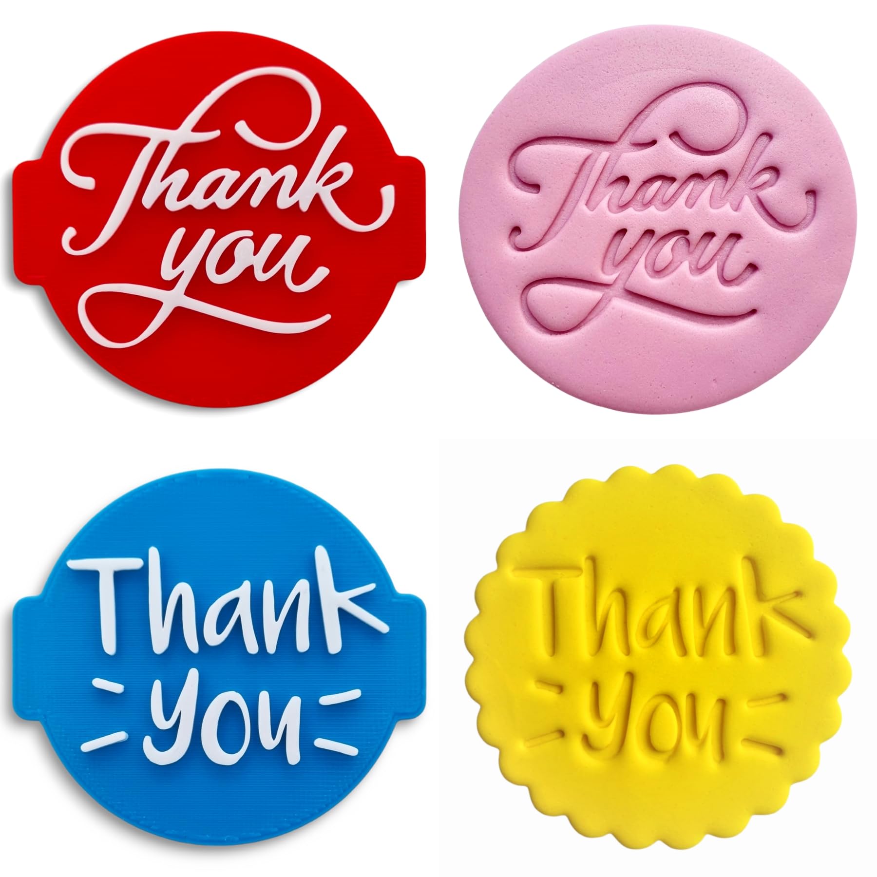 1066 Factory 'Thank You' Embosser Stamp for Icing Fondant Frosting Sugar Paste Cupcake Cake Cookie Baking Decoration (Pattern 6)