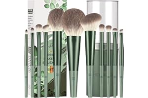 Makeup Brushes Set, HEYMKGO 11Pcs Makeup Brush Set Premium Synthetic Bristles Conical Handle Kabuki Foundation Face Eyeshadow Brush for Liquid Powder Buffing Blending Contouring With Travel Case