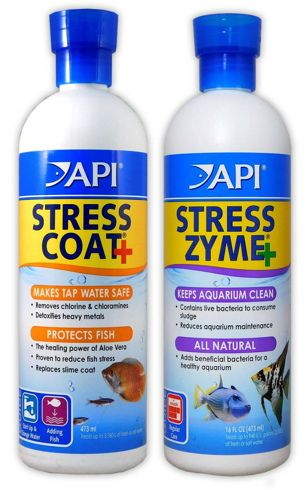 Aquarium Fish Tank Water Treatment & Conditioner Stress Zyme & Stress Coat 237mL