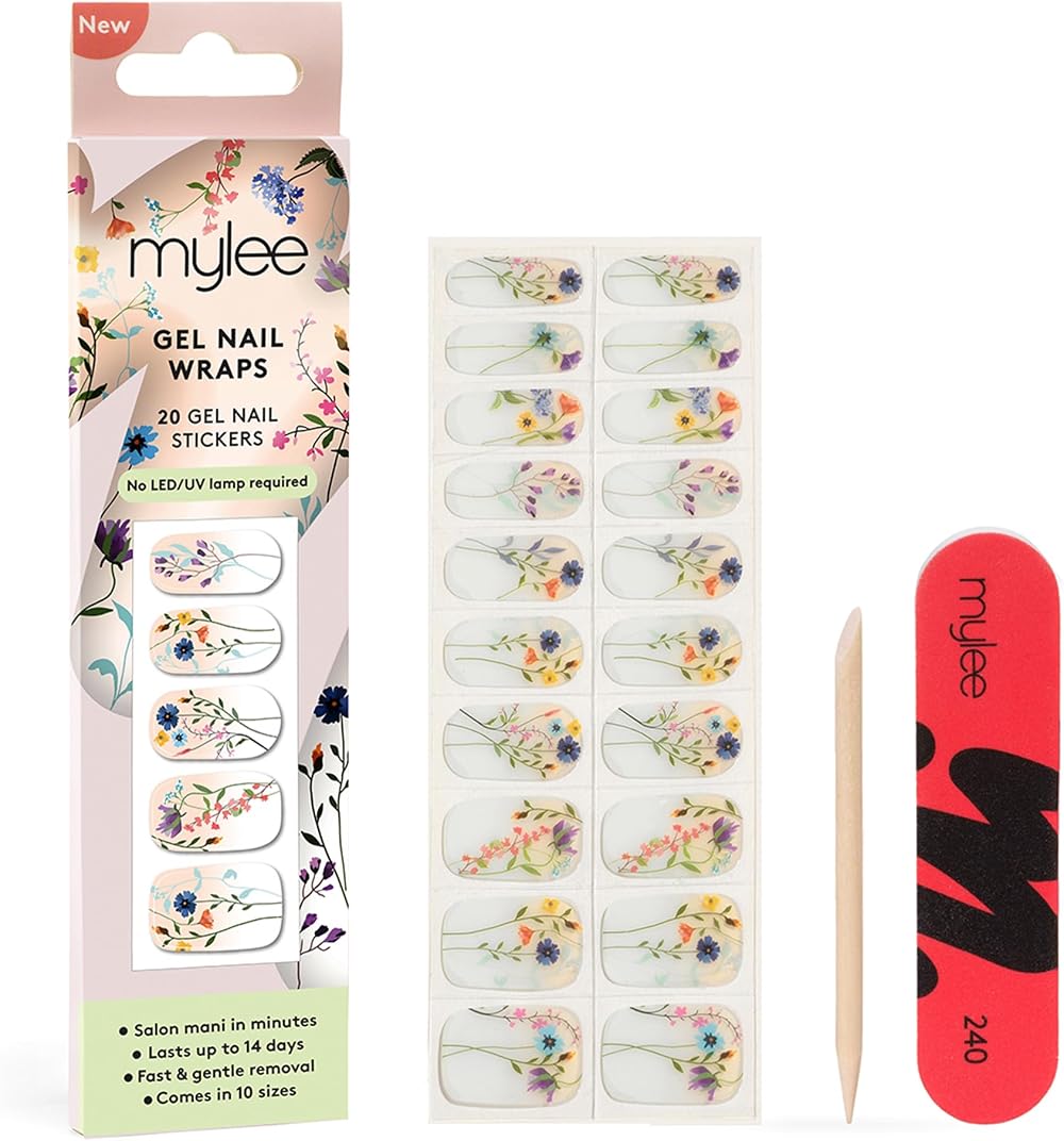 Mylee Gel Nail Wraps Blooming Lovely 20 Pre-Cured Gel Stickers