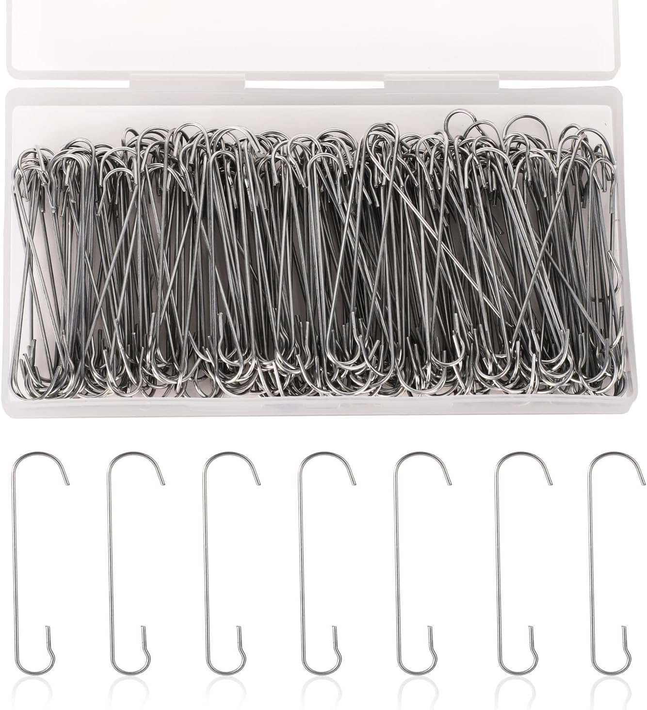 Ornament Hooks - 200pcs Christmas Ornament Hooks, 2.4x0.5 inch C Shaped Christmas Tree Ornament Hooks with Storage Box Bendable Metal Hooks Ornament Hangers Hooks for Christmas Decoration (Silver)