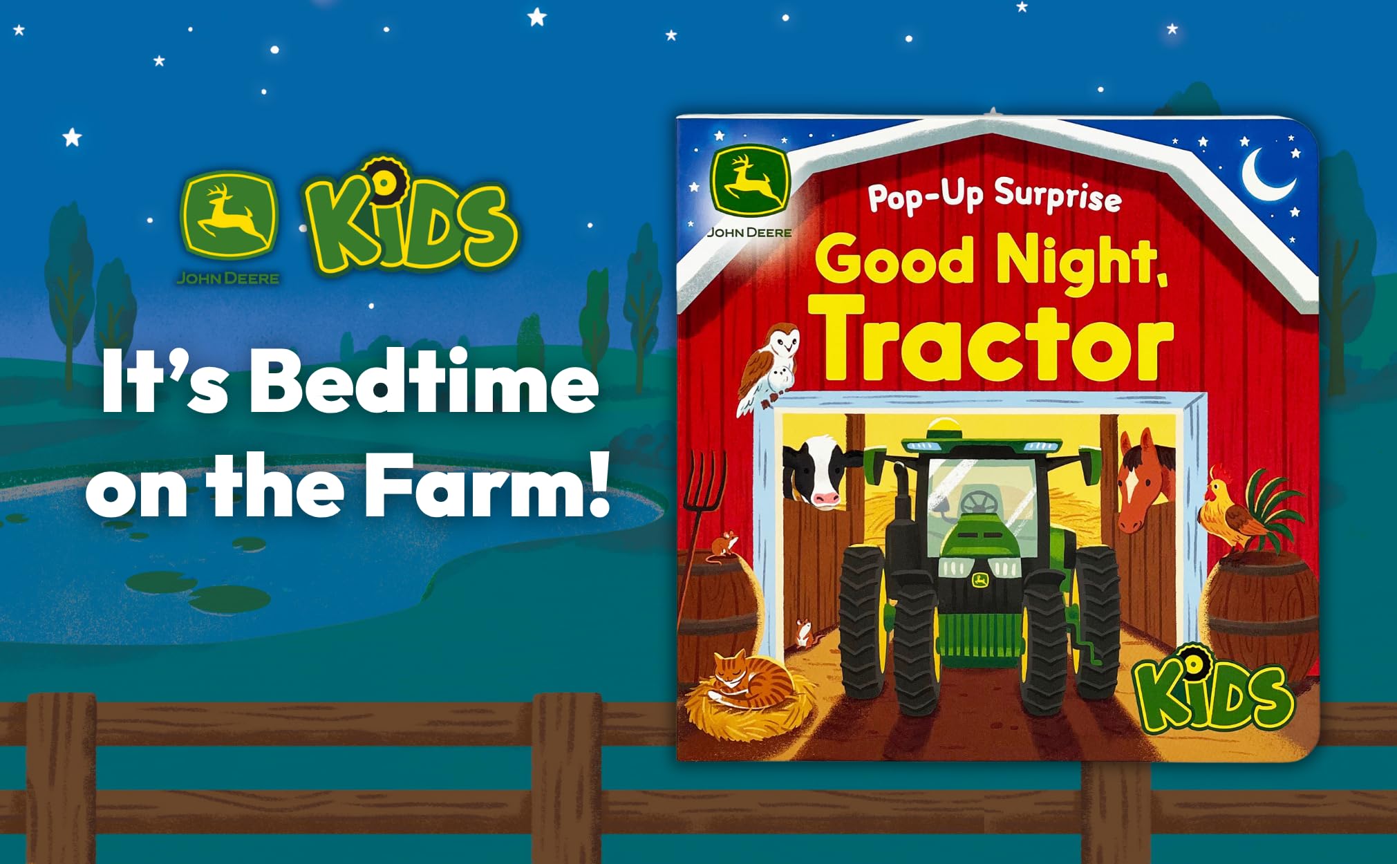 John Deere Kids Good Night Tractor on the Farm: Deluxe Lift-a-Flap & Pop-Up Surprise Board Book, Ages 2-6