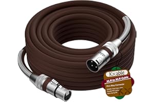 Premium 40ft XLR Mic Cable, Heavy Duty 22AWG OFC, Shielded, Zinc Alloy Connectors, Brown