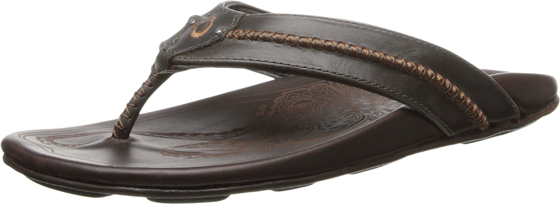 OLUKAI Mea Ola Men's Sandals - Leather Flip Flops With Arch Support