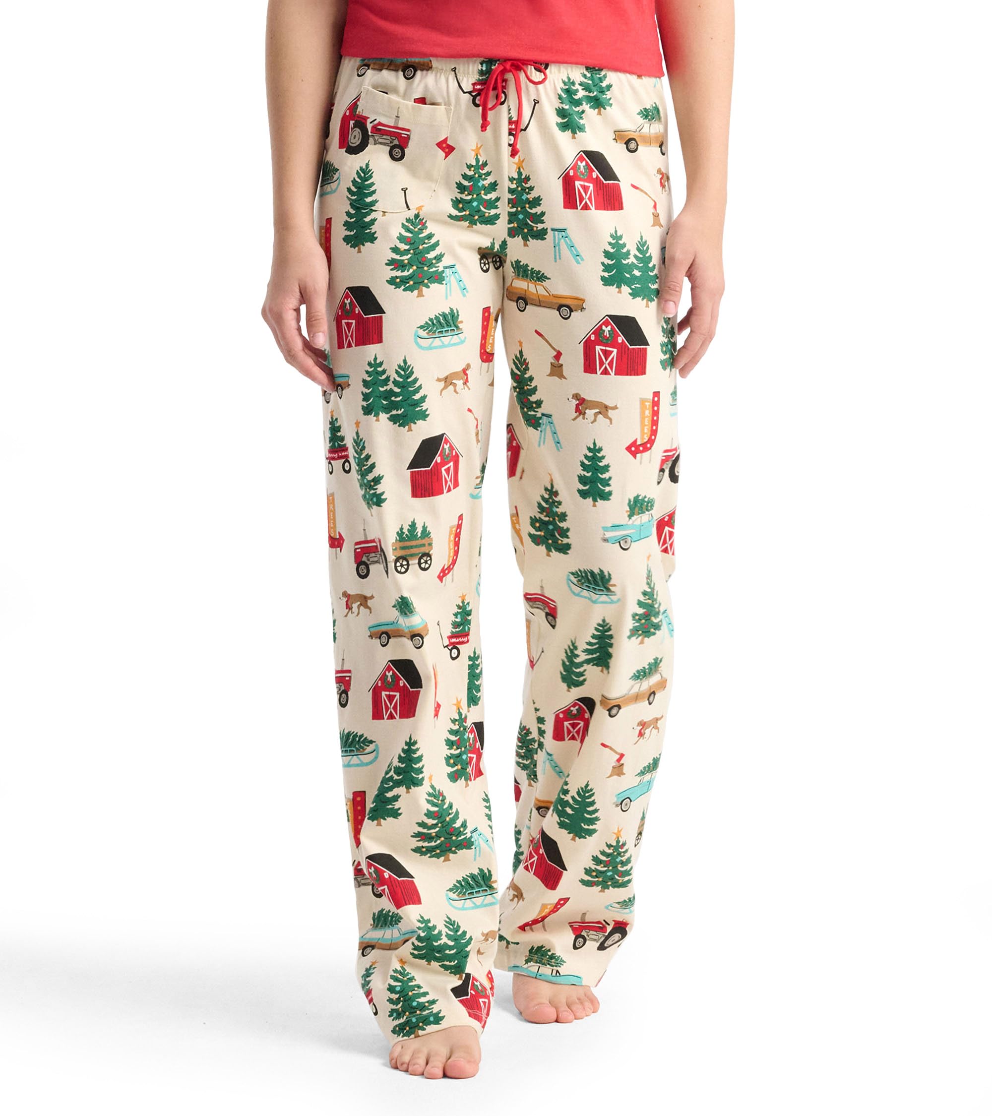 Little Blue House by Hatley Women's Jersey Pajama Pants, Christmas Tree Farm, X-Small Image