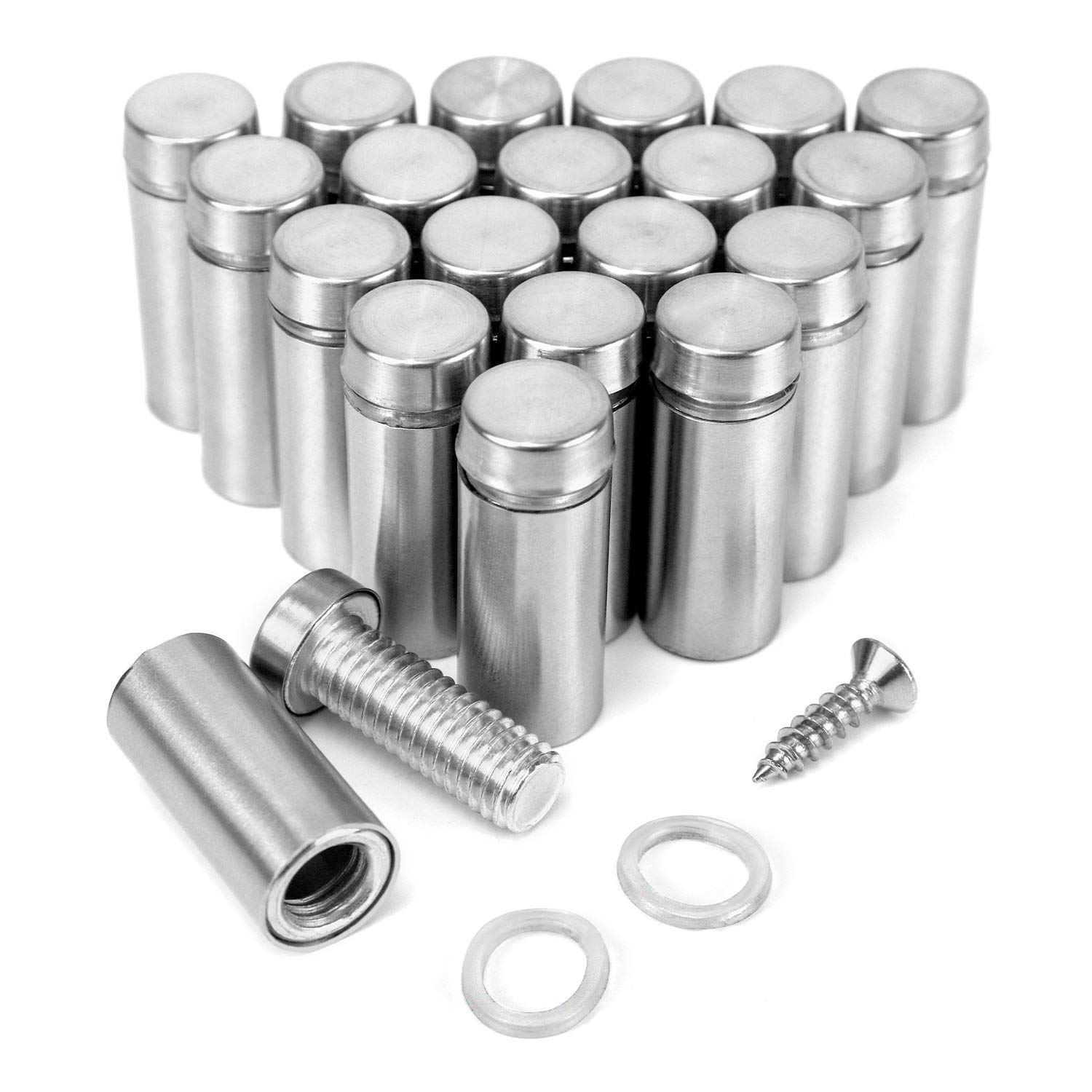 QWORK 20Pcs Stainless Steel Sign Standoff Screws, 1/2 x 1