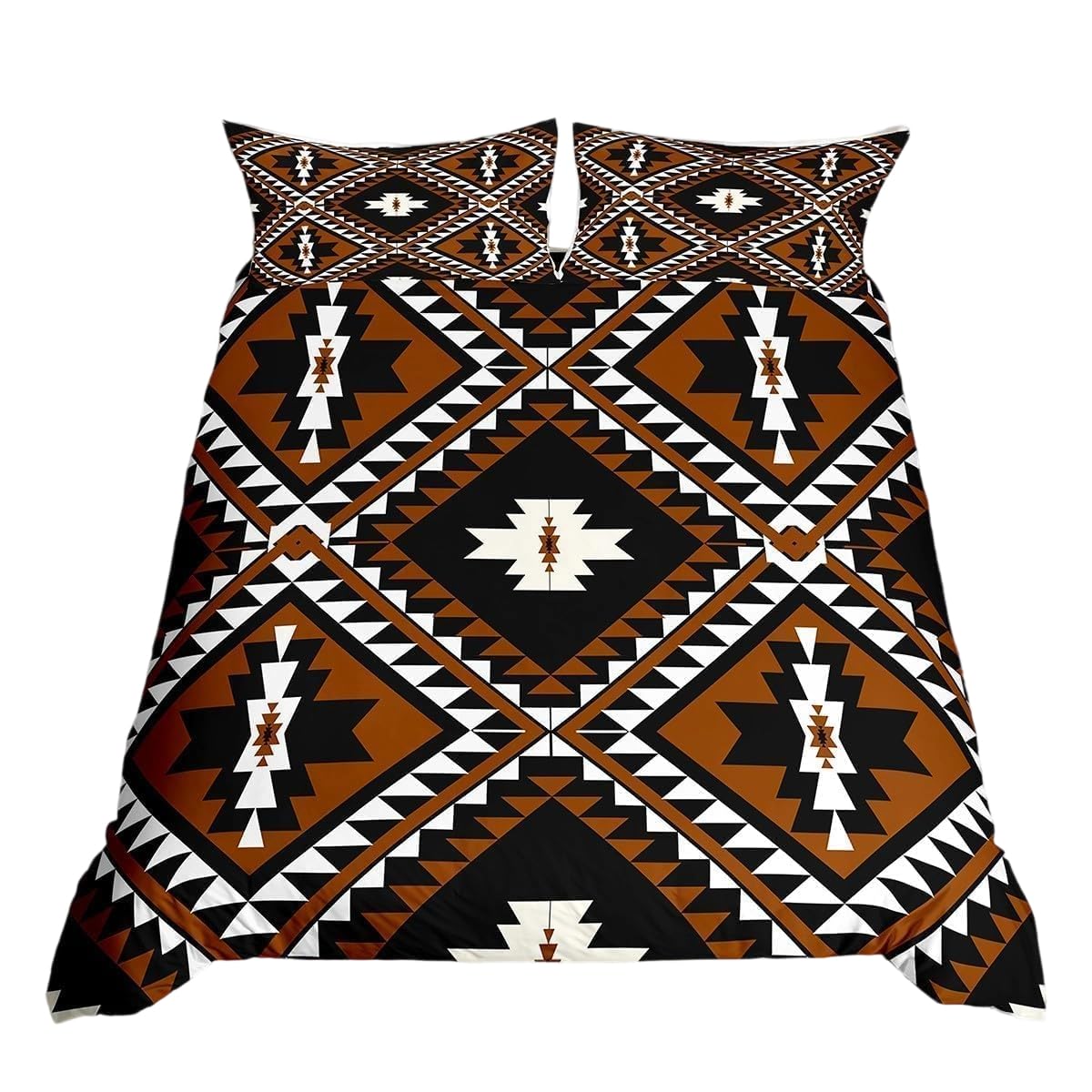 Homewish Aztec King Size Duvet Cover Set for Adults Women Men - Southwestern Bohemian Bedding Set with 2 Pillowcases - Boho Geometric Pattern Quilt Cover Black Reversible - Western Bed Sets — image 1