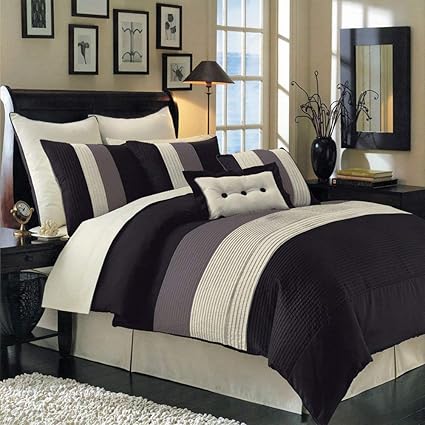 Amazon Com Hudson Black Olympic Queen Size Luxury 8 Piece