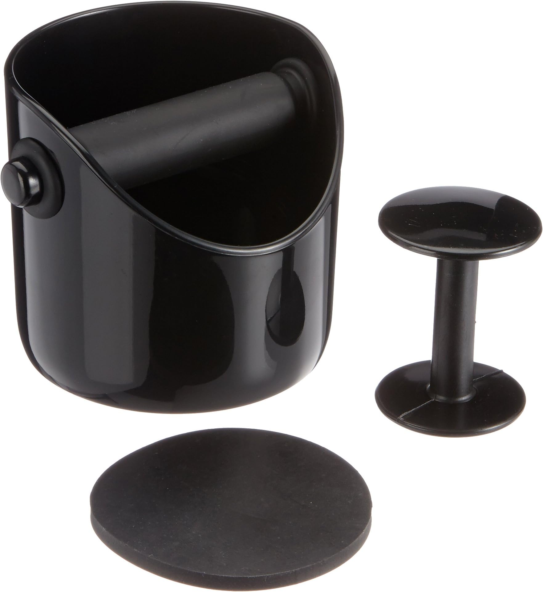 Basic Barista Set with Grindstone, Dusting-Off Container with Tamper and Hold-Down Mat – Black