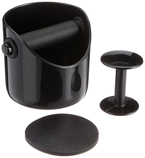 Barista-Set Basic black: Grindenstein Knockbox / Abklopfbehälter für Kaffeesatz inkl. Tampermatte und Tamper 49 mm/53 mm
