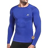 MEETYOO Long Sleeve Compression Shirts for Men, UPF 50+ UV Swim Shirts, Running Athletic Workout Base Layer