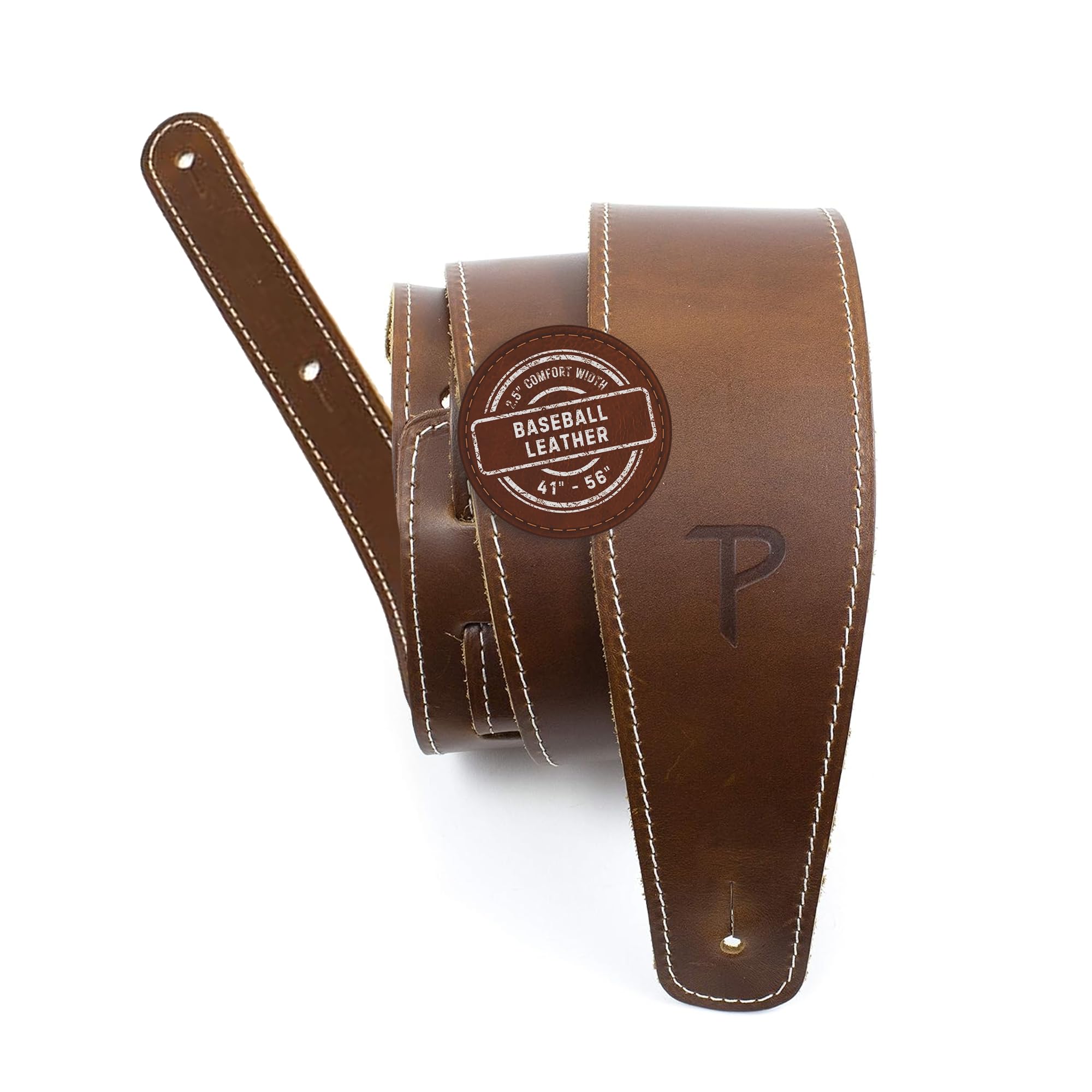 Perri’s Leathers Ltd. - Guitar Strap - Baseball Leather (Series) - Tan - Adjustable - For Acoustic/Bass/Electric Guitars - Made in Canada (SP25S-7049) — image 1