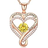 Infinity Love Heart Birthstone Necklace for Women Wife, S925 Sterling Silver Anniversary for Women Wife Birthday Gift for Her Girlfriend Mom Daughters, I Love You Women's Jewelry 18k Rose Gold Filled