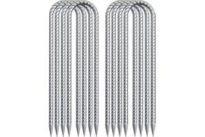 OK5STAR 8-Pack Trampoline Wind Stakes 16 Inch U Shaped Rebar Ground Stakes Galvanized Ground Anchors for Trampoline Security