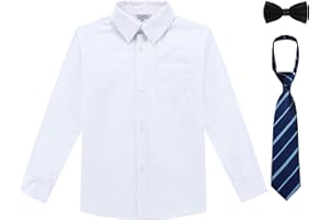 BIENZOE Boy's School Uniform Long Sleeve Button Down Oxford Shirt Pack