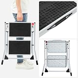 SONGMICS 2 Step Ladder Heavy Duty Steel Folding Portable 150 kg GSL02WT White view 7