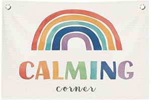 ICEWHITEY Calming Corner Wall Decor for Classroom,Calm Down Corner Supplies,Boho Classroom Rainbow Calming Corner Must Haves Canvas Banner Flags for HomeSchool Library Kindergarten Kids Room,30x20 Inch