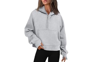WYNNQUE Womens Hoodies Oversized Sweatshirts Half Quarter Zip Pullover Cropped Long Sleeve Fall Outfits Fashion Clothes