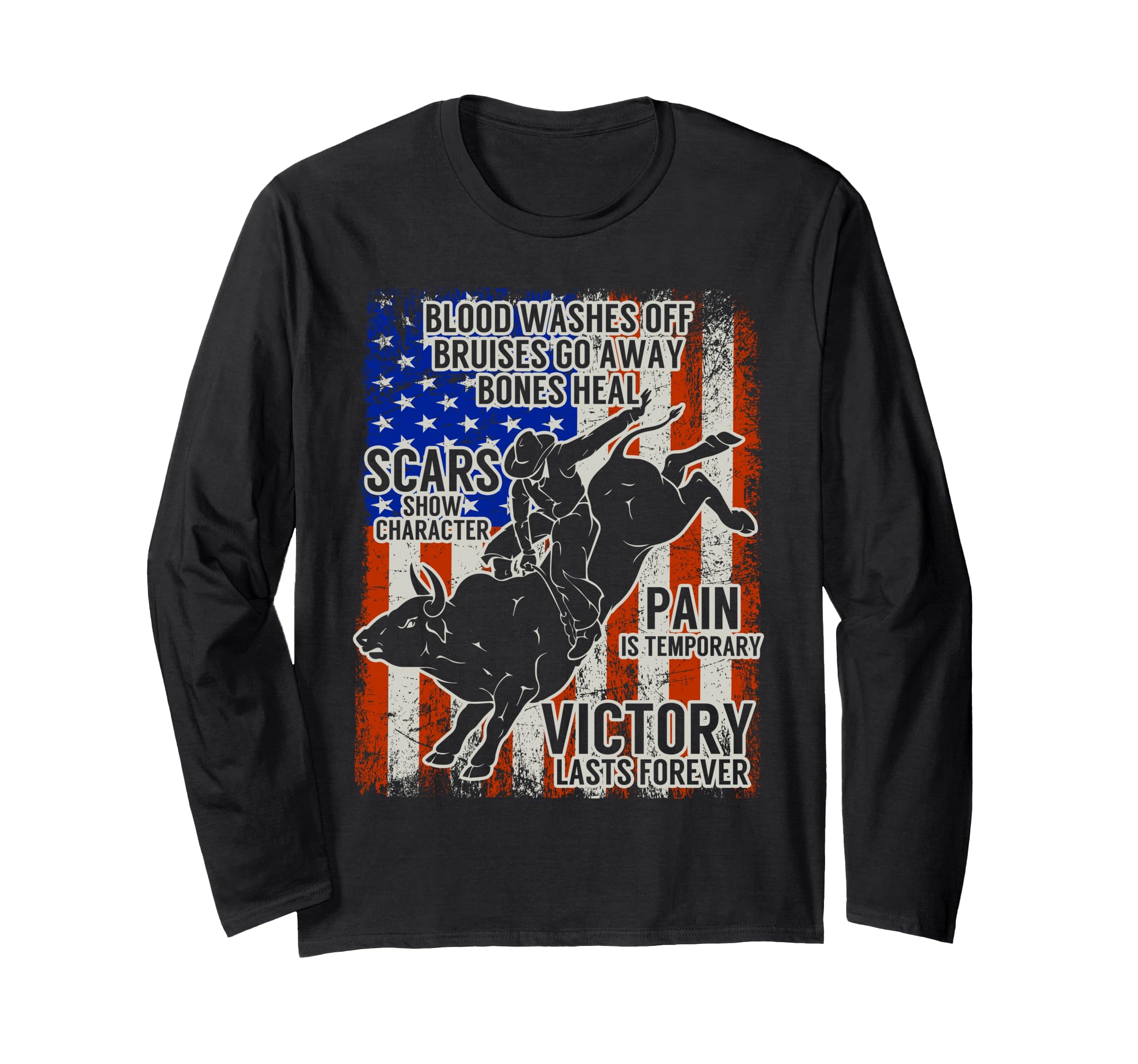 Bull Riding Vintage Texas Ranch Rider America Cowboy Western Long Sleeve T-Shirt
