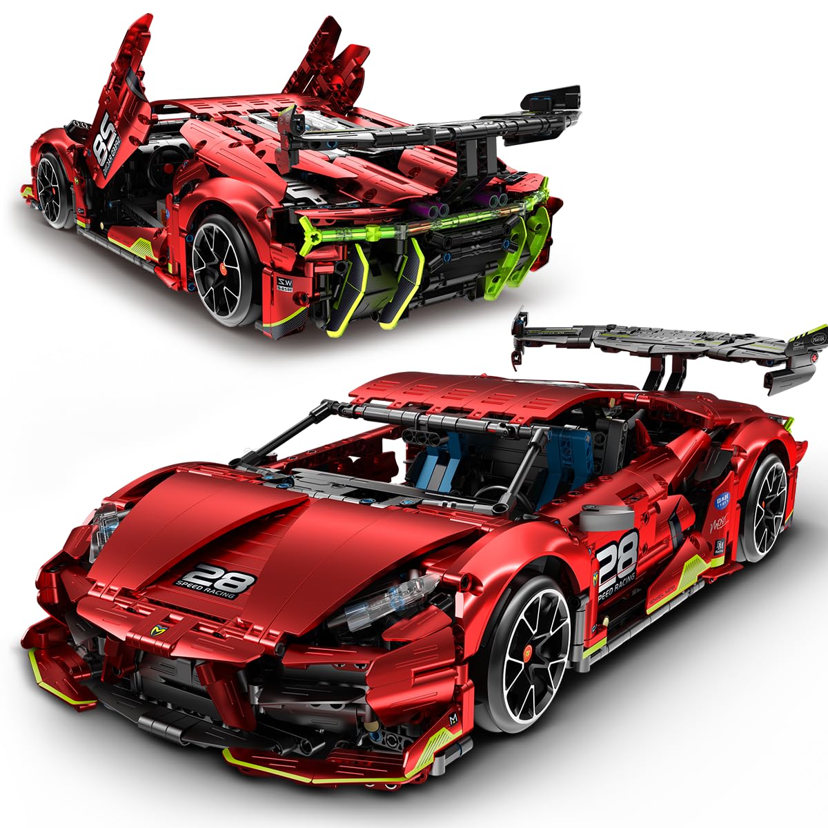 HiWEEGO Technik Ferngesteuerter Auto Bausatz – 1:10 Skala 2.4 GHz Wiederaufladbar Drift Rennauto 1835 Teile Racing Car Modellauto Bauspielzeug für Kinder Teen Erwachsene Männer Sammlermodell Geschenke