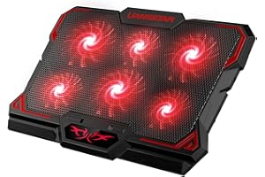 LIANGSTAR Laptop Cooling Pad, Laptop Cooler with 6 Quiet Led Fans for 15.6-17 Inch Laptop Cooling Fan Stand, Portable Ultra Slim USB Powered Gaming Laptop Cooling Pad, Switch Control Fan Speed Function (Red)