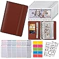 NICOOTHBudget Binder Cash Envelopes A6 Money Saving Binder with Zipper envelopes (A6 Brown)