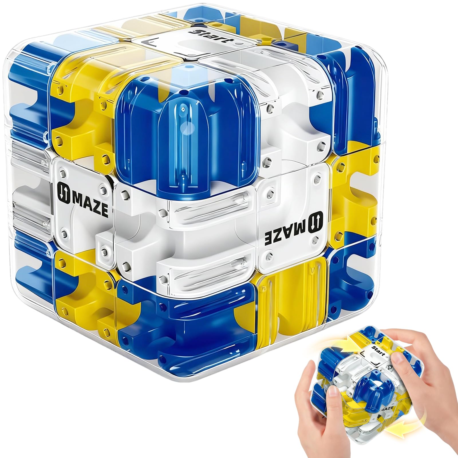 Large Labyrinth 3D Puzzle Maze Cube, Engaging Brain Teaser Toy, Spatial Awareness Maze Puzzle Cube Fidget Toys for Adults Teen Boys, Stress Relief & Logic Development, Educational Focus Game Gift