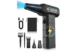 EOUMJE Compressed Air Duster-150,000RPM Electric Cleaner, Rechargeable Cordless Air Blower for Keyboard, PC, Electric Devices Cleaning, Turbo Jet Dry Replace Canned Air Compressed Air Cans (Black)