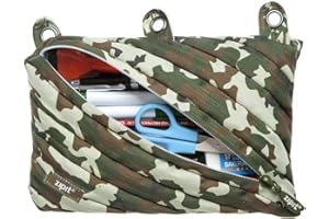 ZIPIT Camo Pencil Case for Boys | 3-Ring Binder Pencil Pouch | Large Capacity Pencil Pouch for School (Camo Green)