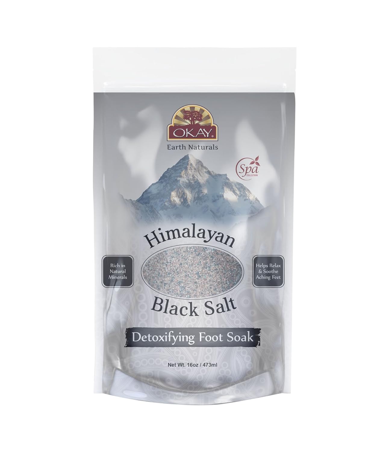 OKAY | Himalayan Black Salt Detoxifying Foot Soak | For All Skin Types | Cleanse - Refresh - Relax | Free of Paraben, Silicone, Sulfate | 16 oz : Beauty