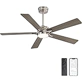 WINGBO 60" Smart Ceiling Fan with Lights and 3 Downrods, 5 Plywood Blades, 6 Speeds Reversible DC Motor, Works with Alexa and