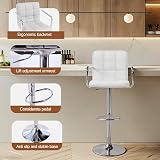 Panana Cuban Bar Chairs with Armrest, Height Adjustable, 360° Swivel, White view 7